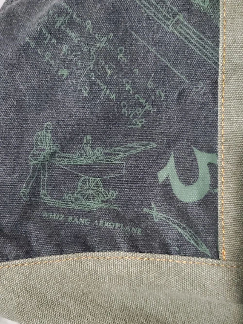 True Religion Canvas Duffel Bag in Black and Olive Trim